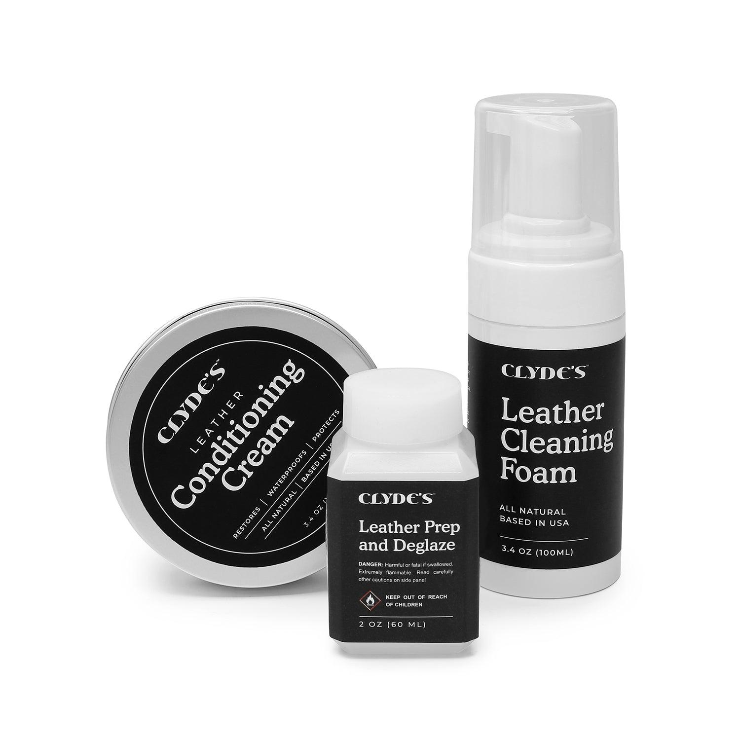 Clyde's Leather Cleaning, Prep, and Protection Kit | for Use on Non Absorbent Leather Apparel, Furniture, Auto Interiors, Tack, Shoes | Must Have